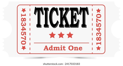 Basic Ticket Template for a Movie, Concert, Festival, Party or any other event isolated on a white background