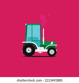 Basic Tractor isolated on background flat vector.
