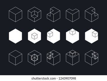 Set Hexagon Shape Geometric Line Simple Stock Vector (Royalty Free ...