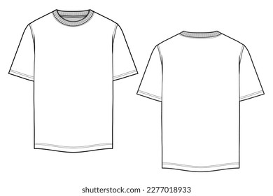 Basic t-shirt flat sketch template.