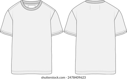 Basic T-Shirt Vector Illustration Mock Up Front and Back View