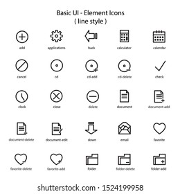 Basic UI - Element Icons ( line style ).eps