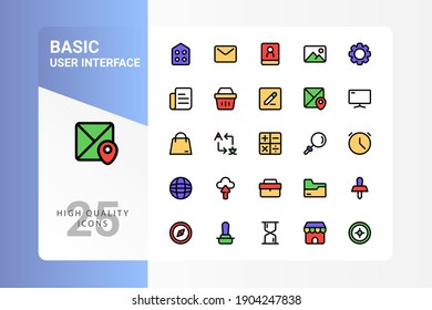 Basic UI icon pack for your web site design, logo, app, UI. Basic UI icon lineal color design. Vector graphics illustration and editable stroke. EPS 10.