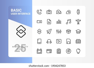 Basic UI icon pack for your web site design, logo, app, UI. Basic UI icon outline design. Vector graphics illustration and editable stroke. EPS 10.