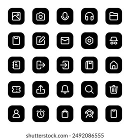 Basic UI icon set in 25 different shapes