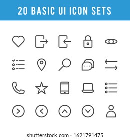 Basic UI Icon Set, High quality Basic Ui line icons for you and you can use these icons for any projects