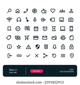 Basic ui icon set. Vector icons