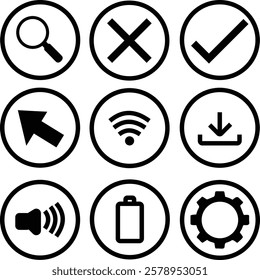 Basic UI Icons Set Simple Flat Vector Icons for Web and Mobile
