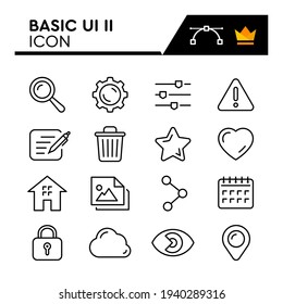 Basic Ui II line icons set. Editable Stroke