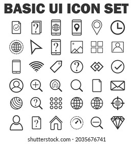 basic ui line icon set vector