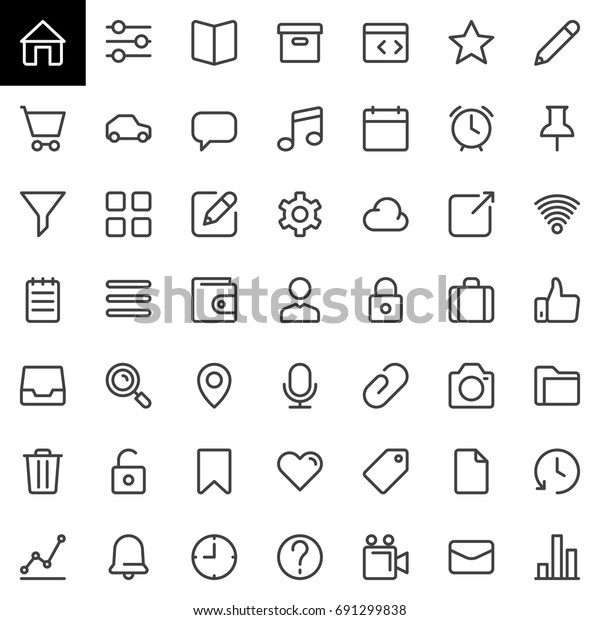 Basic Ui Line Icons Set Outline Stock Vector (Royalty Free) 691299838