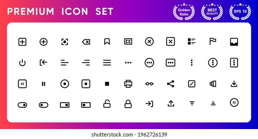 Basic UI outline modern line icon vector set.