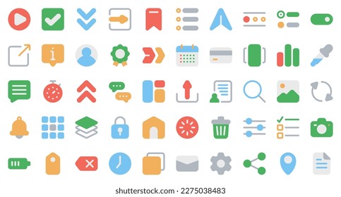 Basic user interface essential set. Flat icon set. User interface symbols. Vector illustration