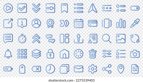 Basic user interface essential set. Gradient icon set. User interface symbols. Vector illustration