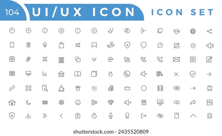 Basic User Interface Essential Set. Line Outline Icons. For App, Web, Print. Editable Stroke. 