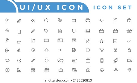 Basic User Interface Essential Set. Line Outline Icons. For App, Web, Print. Editable Stroke. 