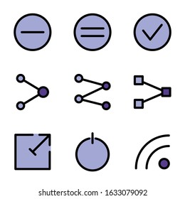 Basic user interface icon set outline include minus,check,link,power