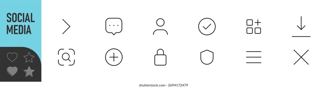 Basic user interface icon set, Ux Ui Icons . set of outline icons in trendy thin line style. for app, web, website icon collection. editable stroke