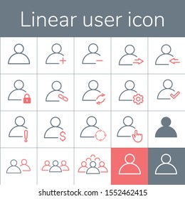 Basic user line icons set. linear style symbols collection, outline signs pack. vector graphics. Stock Vector illustration isolated on white background