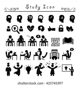 basic vector successful study icon set