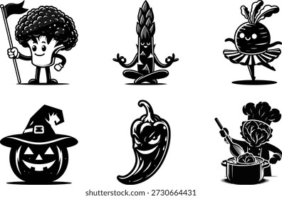 Basic veggie life silhouette bundle set