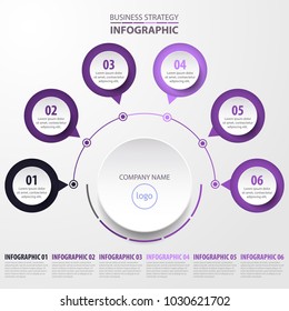 Basic Violet Business Infographics, strategy, timeline, design template illustration. Vector eps10.