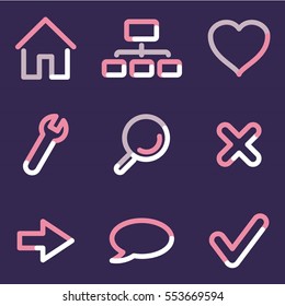 Iconos web básicos, series de contorno de color