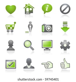 Basic Web Icons.   Gray And Green Series.