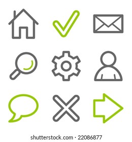 Basic web icons, green and gray contour series