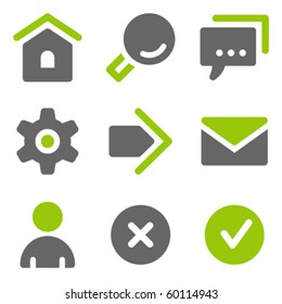 Basic web icons, green grey solid icons