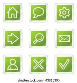 Basic web icons, green square sticker series