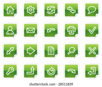Iconos web básicos, serie de pegatinas verdes