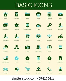 Basic web icons. Modern vector pictograms