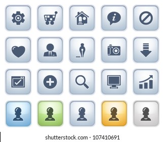 Basic web icons on buttons. Color series.
