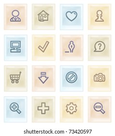 Basic web icons on color paper.