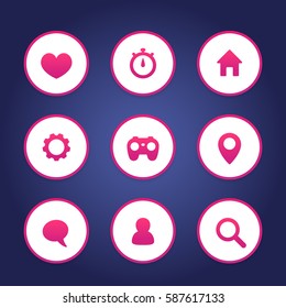 Basic web icons set, favourite, contact us, profile, user, chat, message, settings, login, home, search pictograms