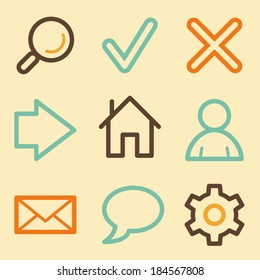 Basic web icons set in retro style 