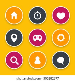 Basic web icons set, settings, login, home, search, favourite, contact us, profile, users, chat, message