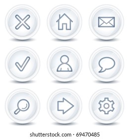 Iconos web básicos, botones de círculo brillante blanco