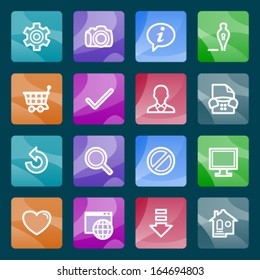Basic white icons on color buttons.