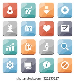 Basic white icons on color buttons.