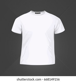 Basic white kids' t-shirt for print. Template for fashionable t-shirt. Vector Illustration