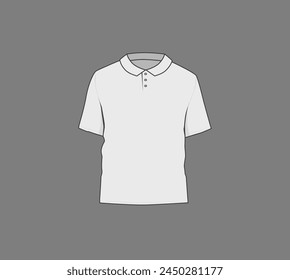 Básica maqueta de polo masculino blanco. Vista frontal y posterior. Plantilla de estampado textil en blanco para prendas de moda.