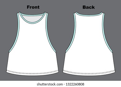 Basic white Vest, sportswear for lady, Tank Top Vector.