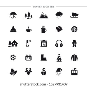 Basic winter icons set. Icons of winter season objects.