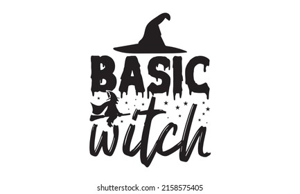 Basic witch - Latin characters, numbers. Vector illustration. Old badge, label, logo template. eps 10