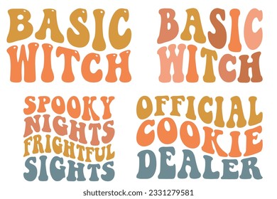 Basic Witch, Spooky Nights Frightful Sights, Official Cookie Dealer retro wavy SVG bundle T-shirt