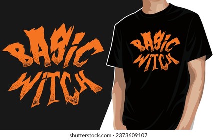 basic witch text in horror form halloween t-shirt design