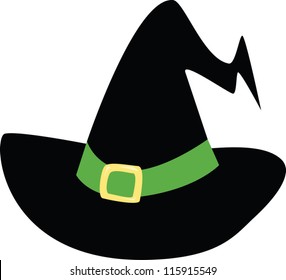 A basic witch's hat with a green band.