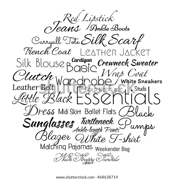 Basic Womens Wardrobe Essentials Listed Tag Stock Vector Royalty